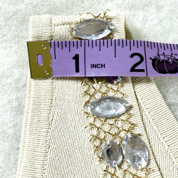 Vintage White House Black Market Silk Knit Beaded Rhinestone Tank Top M Y2K Ivor - Picture 9 of 9